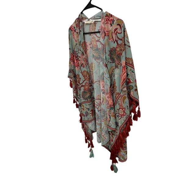 Soft Surroundings Floral Tassel Kimono Shawl Wrap Sz Small - Picture 3 of 12